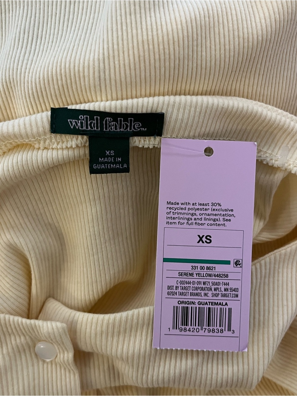 wild fable Pale Yellow Ribbed Button-Front Tank - Picture 6 of 6
